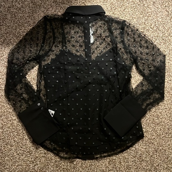 J. Crew sheer button-up with camisole in dot print - Picture 3 of 7